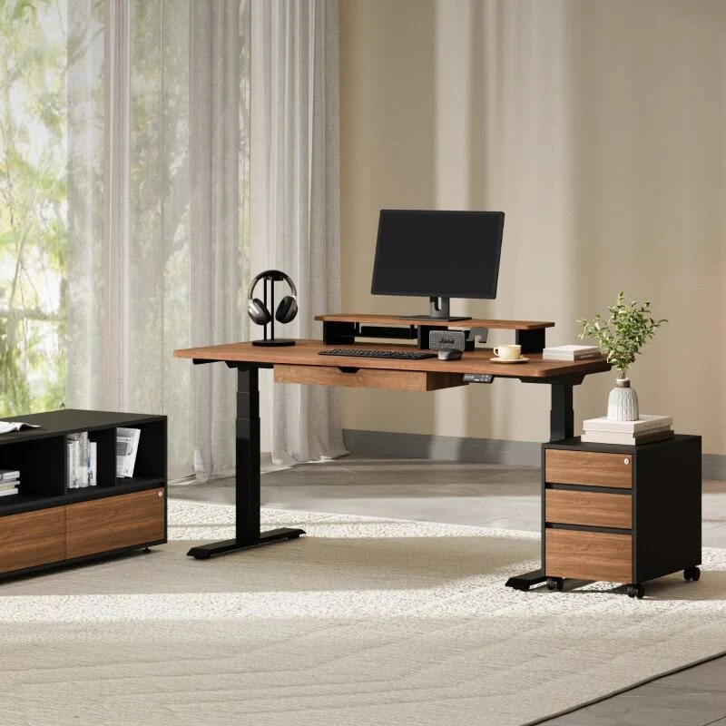 FlexiSpot Zenith All-in-One Standing Desk with Desk Shelf and Keyboard Tray Drawer, 55" x 28", photo 5 of 7
