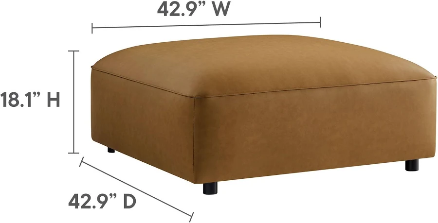 Modway Auren 6-Piece Vegan Leather Modular Sectional Sofa – Coffee, photo 6 of 7