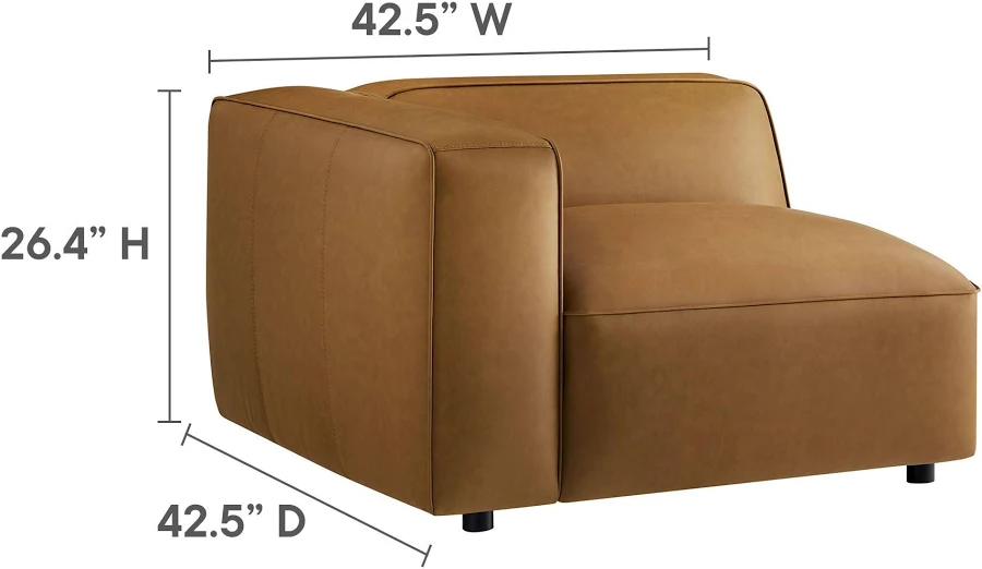 Modway Auren 6-Piece Vegan Leather Modular Sectional Sofa – Coffee, photo 5 of 7