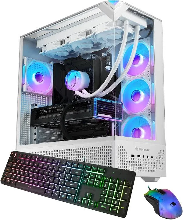 iBUYPOWER Element Pro Gaming Desktop PC – AMD Ryzen 7 7800X3D, RTX 5070 12GB, 16GB DDR5, 1TB SSD, White, photo 2 of 2