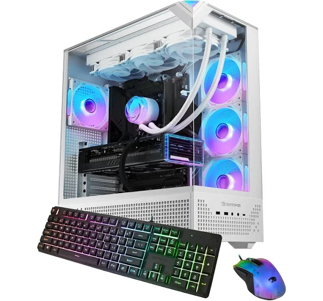 iBUYPOWER Element Pro Gaming Desktop PC – AMD Ryzen 7 7800X3D, RTX 5070 12GB, 16GB DDR5, 1TB SSD, White, photo 1 of 2