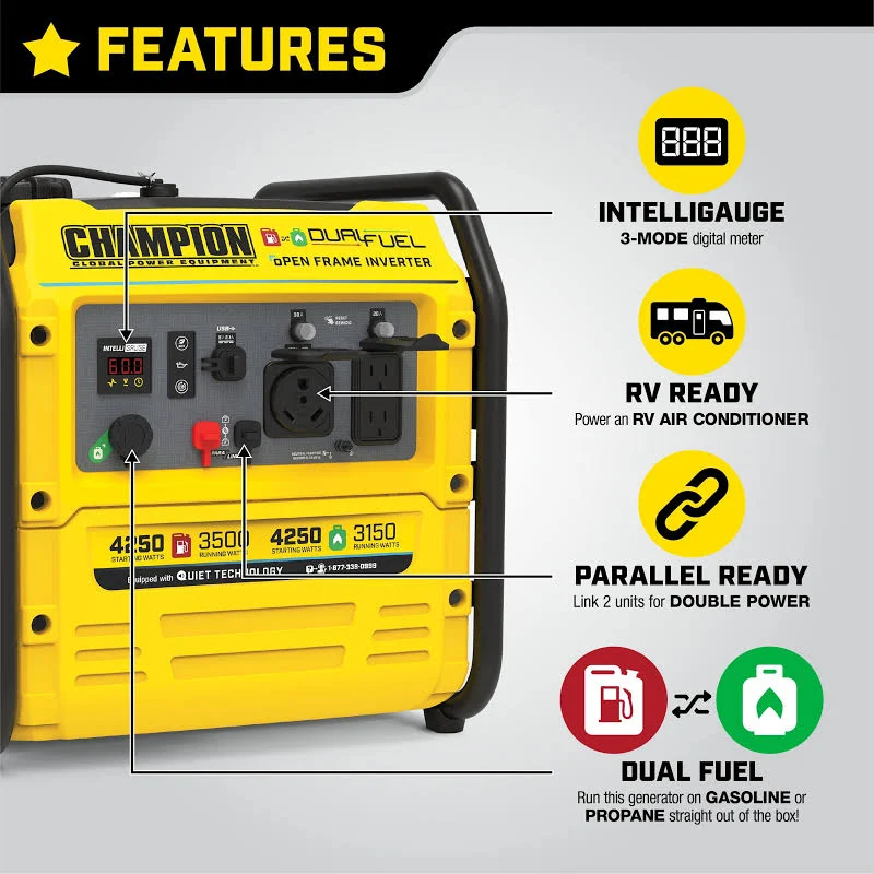 Champion Power Equipment 4250-Watt Dual Fuel Inverter Generator, RV Ready, photo 5 of 7
