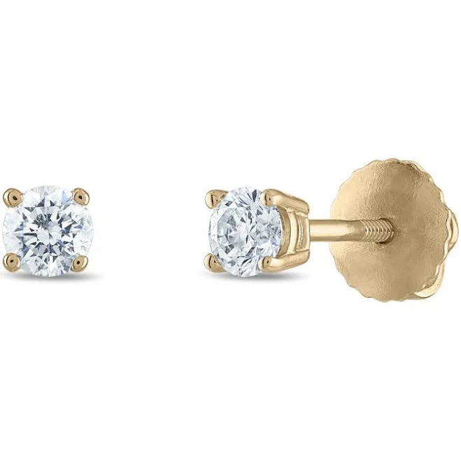 Diamond Solitaire Stud Earrings, 1/4 ct tw Round, in 14K Yellow Gold