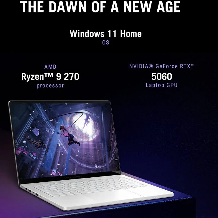 ASUS ROG Zephyrus G14 14" 3K OLED 120Hz Gaming Laptop – AMD Ryzen 9 270, RTX 5060, 16GB RAM, 1TB SSD, White, photo 6 of 7