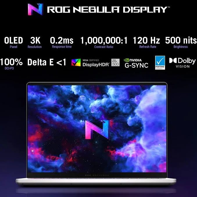 ASUS ROG Zephyrus G14 14" 3K OLED 120Hz Gaming Laptop – AMD Ryzen 9 270, RTX 5060, 16GB RAM, 1TB SSD, White, photo 7 of 7