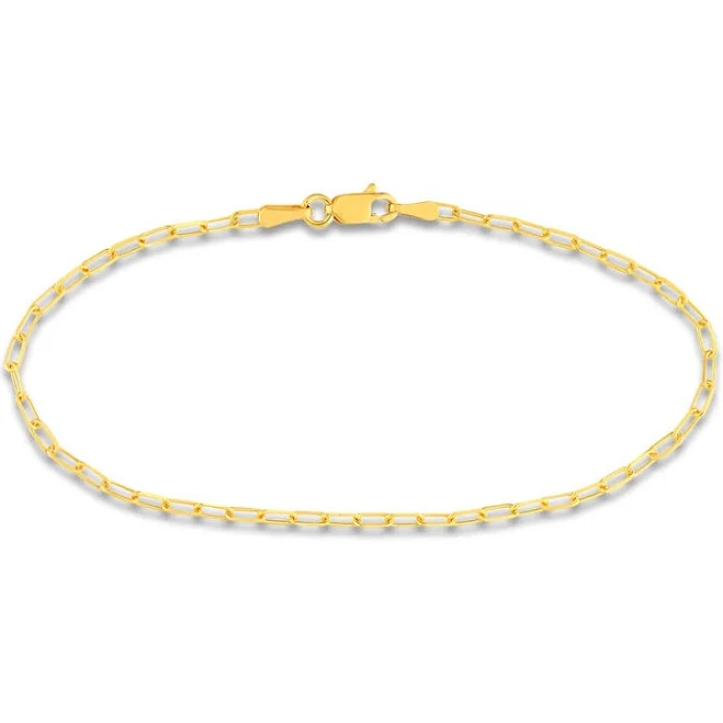Solid Paperclip Chain Bracelet in 14K Yellow Gold, 7.25 Inch