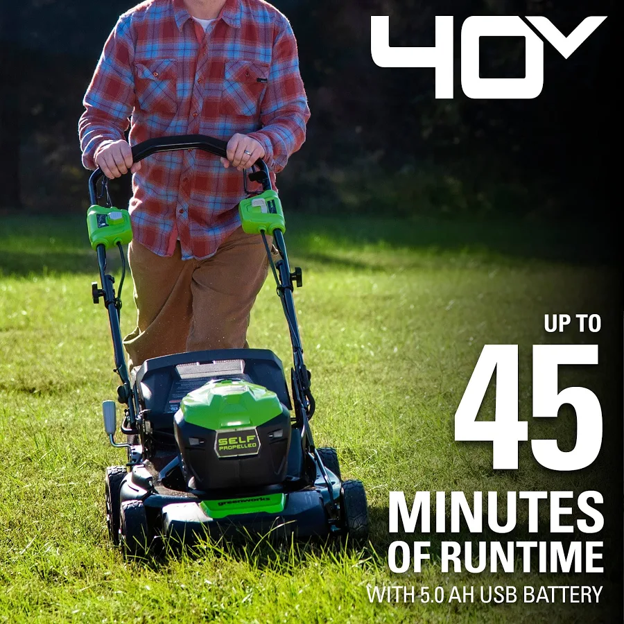Greenworks 40V 21-in. Cordless Self-Propelled Lawn Mower with Battery and Charger, photo 5 of 7