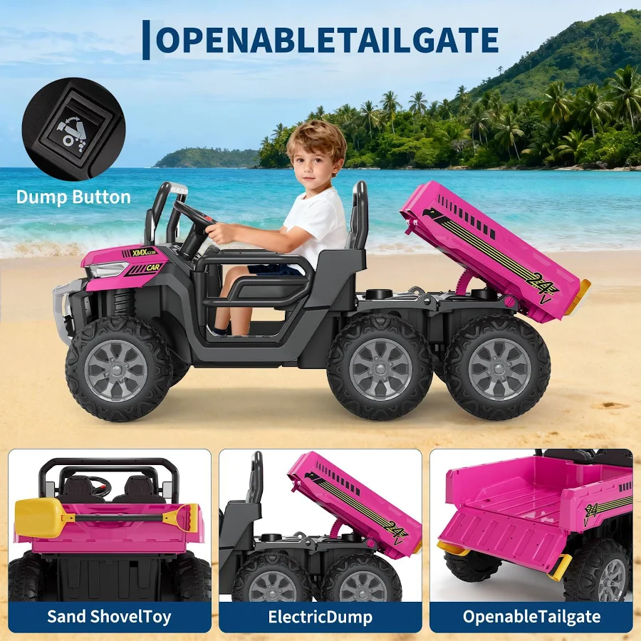 Garvee Ride P Series 24V 6x6 2-Seater Kids Ride-On Dump Truck with Remote, photo 4 of 7