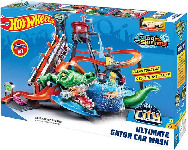 Hot Wheels Ultimate Gator Car Wash Playset with Color Shifters Car, photo 1 of 7