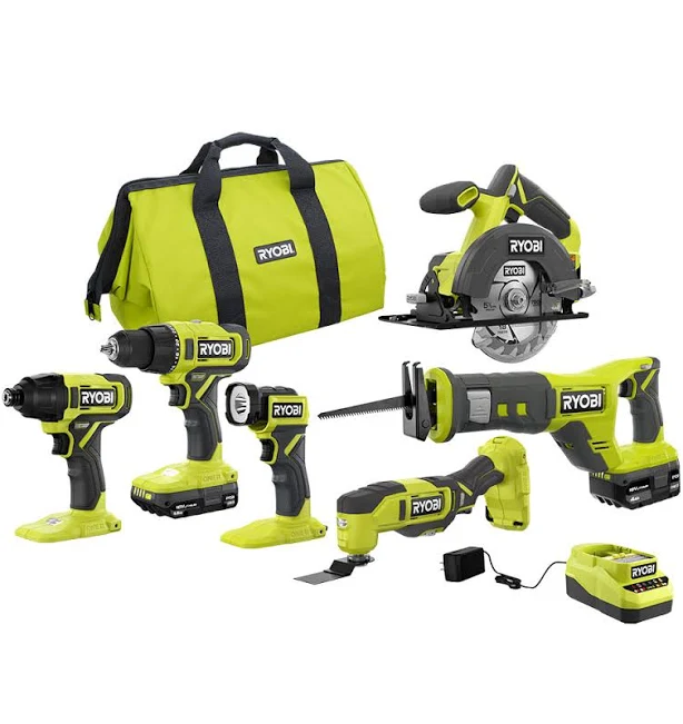 Ryobi ONE+ 18V Cordless 6-Tool Combo Kit with 1.5Ah and 4.0Ah Batteries and Charger, photo 1 of 2