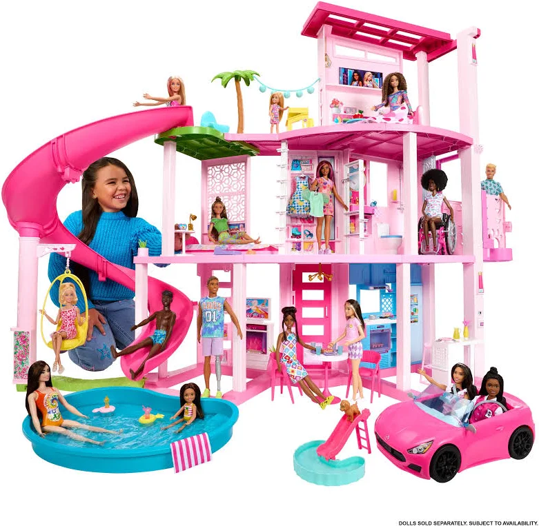 Barbie Dreamhouse Pool Party Doll House with 3-Story Slide and 75+ Pieces, photo 5 of 7
