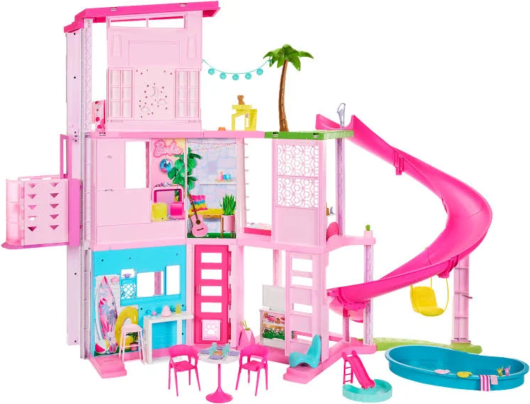 Barbie Dreamhouse Pool Party Doll House with 3-Story Slide and 75+ Pieces, photo 3 of 7