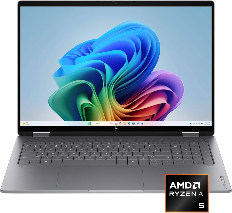 HP OmniBook X Flip 2-in-1 16" 2K Touchscreen Laptop – AMD Ryzen AI 5 430, 16GB RAM, 512GB SSD, photo 2 of 7